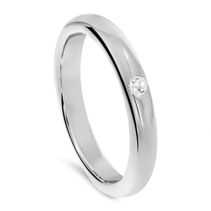 Alliance Homme Demi Jonc en Platine & Diamant | LeDiamanti Maroc