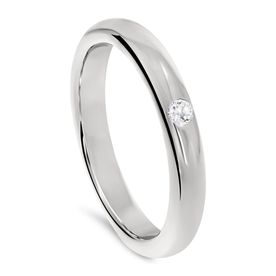 Alliance Homme Demi Jonc en Platine & Diamant | LeDiamanti Maroc