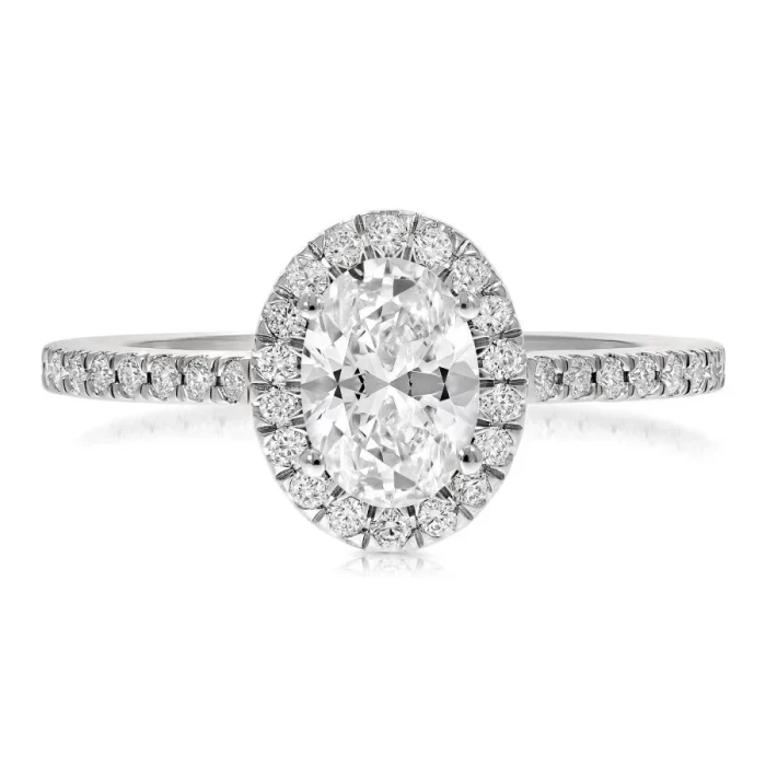 Bague de Fiançailles Diamant Ovale Halo | LeDiamanti Maroc