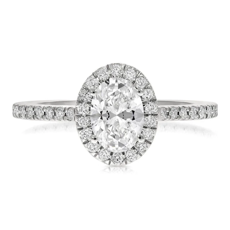 Bague de Fiançailles Diamant Ovale Halo | LeDiamanti Maroc