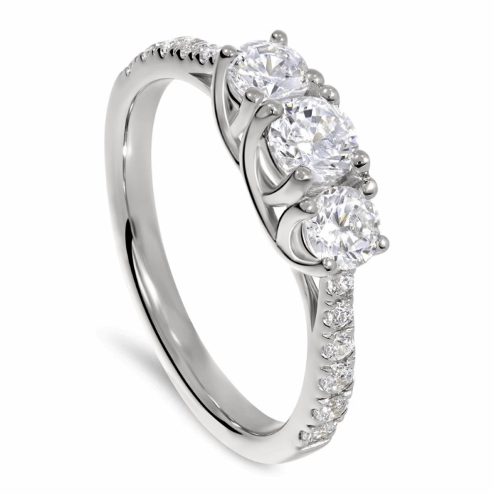 Bague Trilogie Diamant Rond Or 18K | LeDiamanti Maroc
