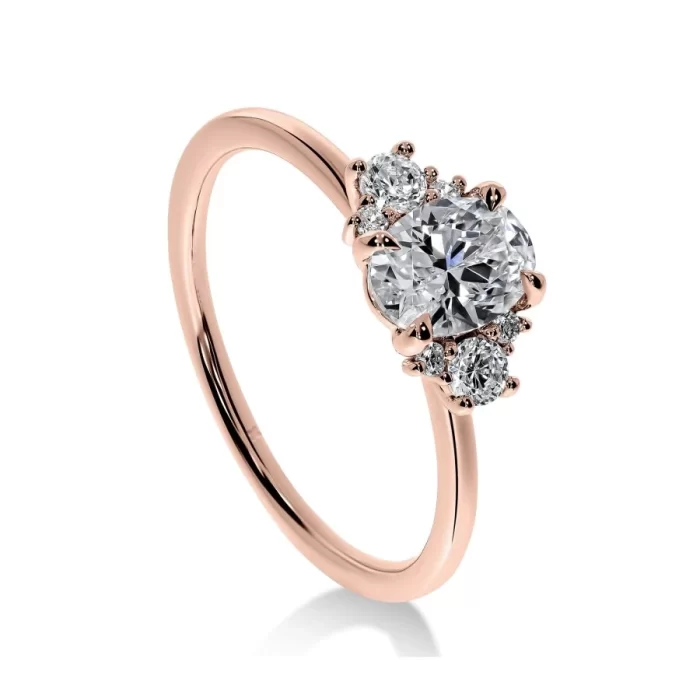 Bague de Fiançailles Diamant Ovale Trilogie | LeDiamanti Maroc