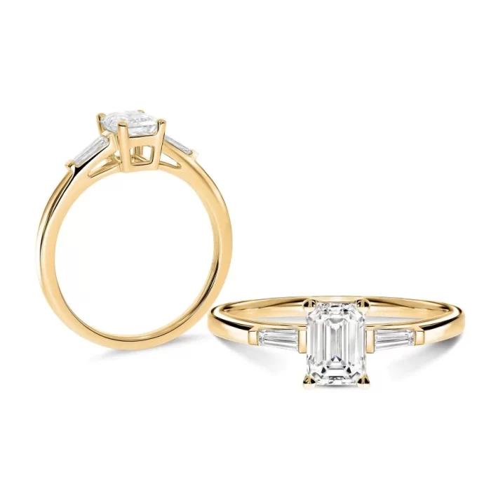 Bague de Fiançailles Diamant Émeraude Trilogie | LeDiamanti Maroc