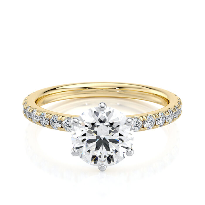 Bague Mon Amour en diamant rond avec pavage latéral sur or rose 18K – LEDIAMANTI Maroc