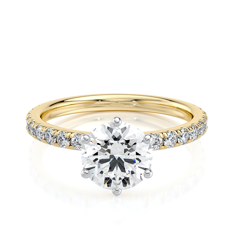 Bague Mon Amour en diamant rond avec pavage latéral sur or rose 18K – LEDIAMANTI Maroc