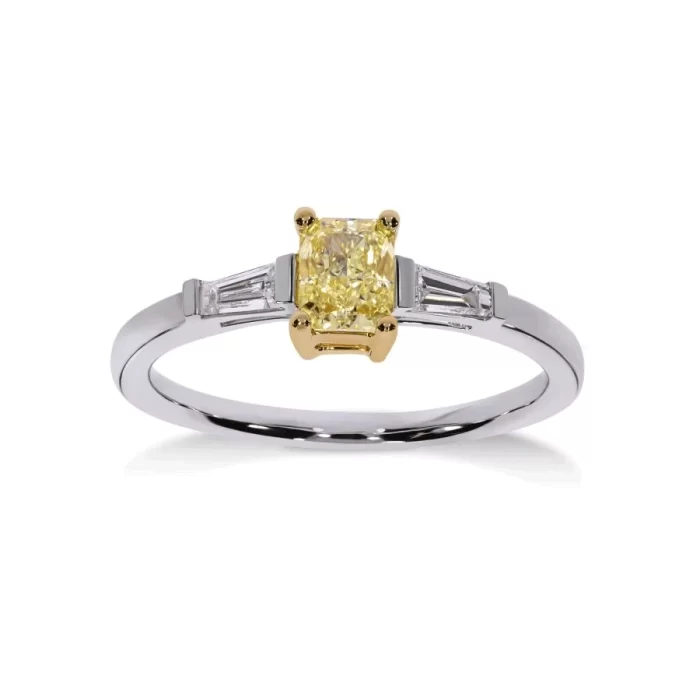 Bague de Fiançailles Diamant Jaune Trilogie | LeDiamanti Maroc